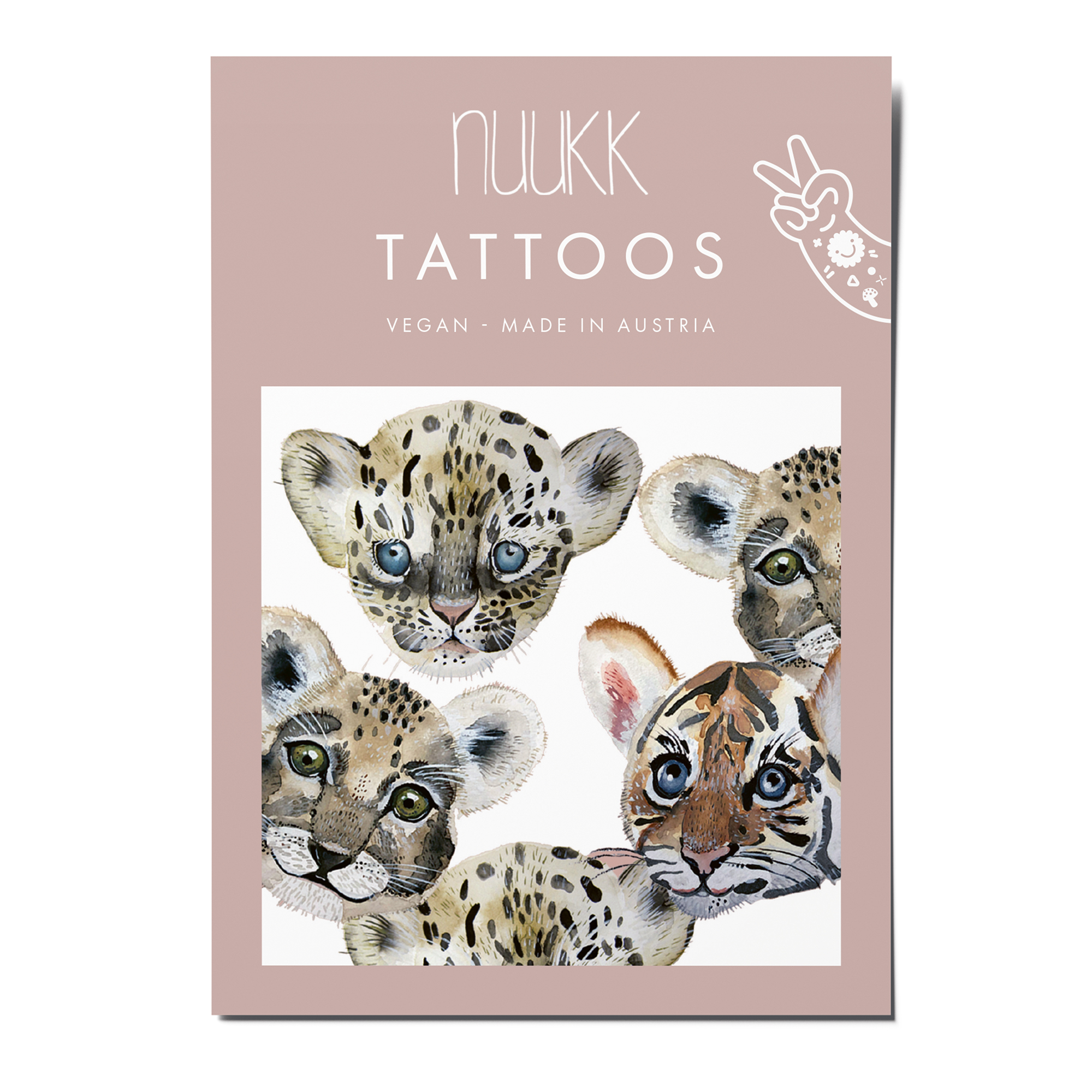 tiny roar packaging vegan tattoos by nuukk, motive: kleine Löwen, Tiger, Leoparden