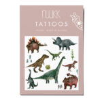 nuukk Bio Kindertattoos / Tattoos, vegan, Motive: Dinos, wie Triceratops, T-Rex, Brachiosaurus. Aquarellzeichnung von Halfbird