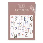 nuukk Bio Kindertattoos / Tattoos, vegan, Motive: ABC Buchstaben. Für die Schultüte und den Schulstart. Illustration: Anna Katharina Jansen