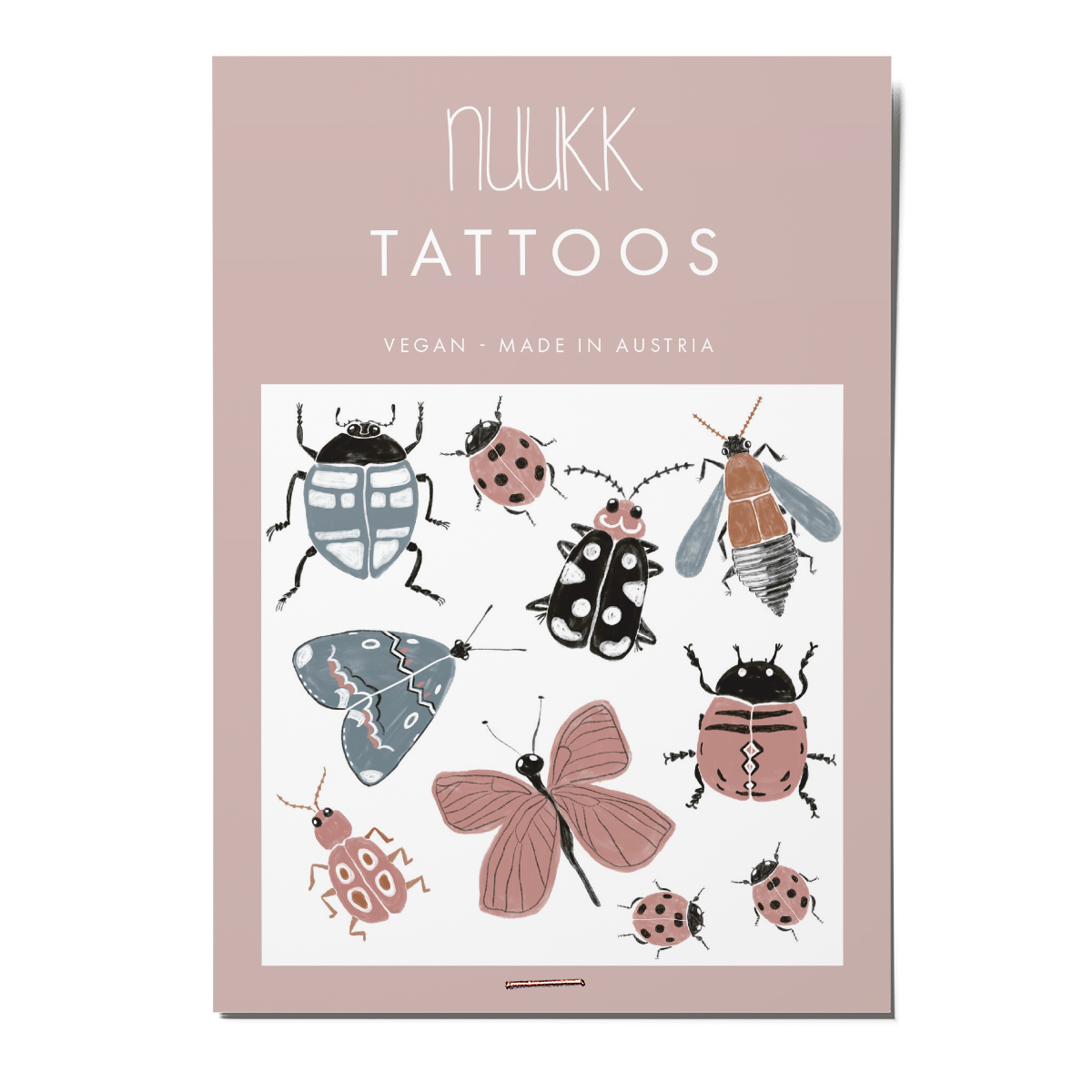 nuukk Bio Kindertattoos / Tattoos, vegan, Motive: Käfer, Marienkäfer, Schmetterling, Insekten
