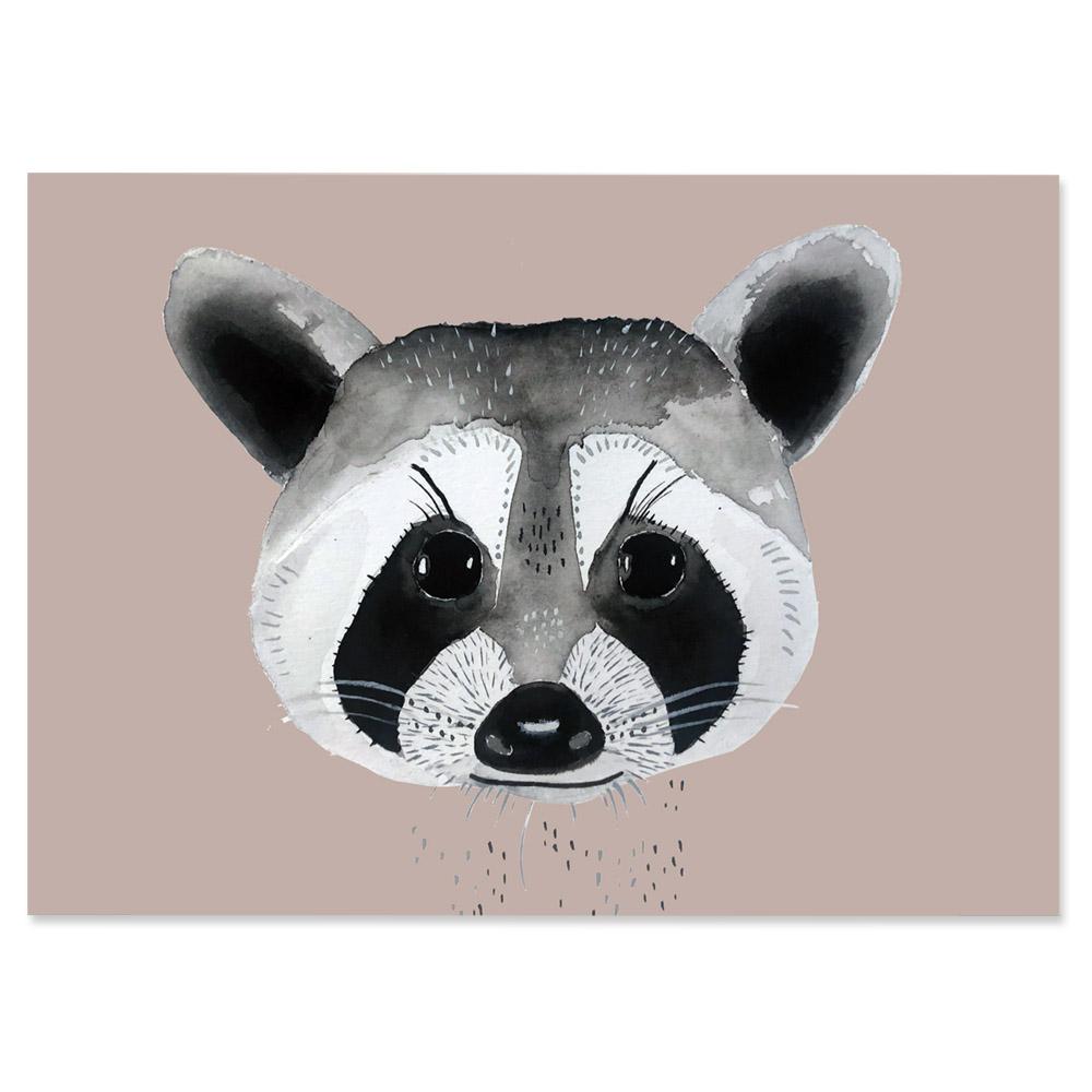 Raccoon Holzschliffpostkarte XS 2
