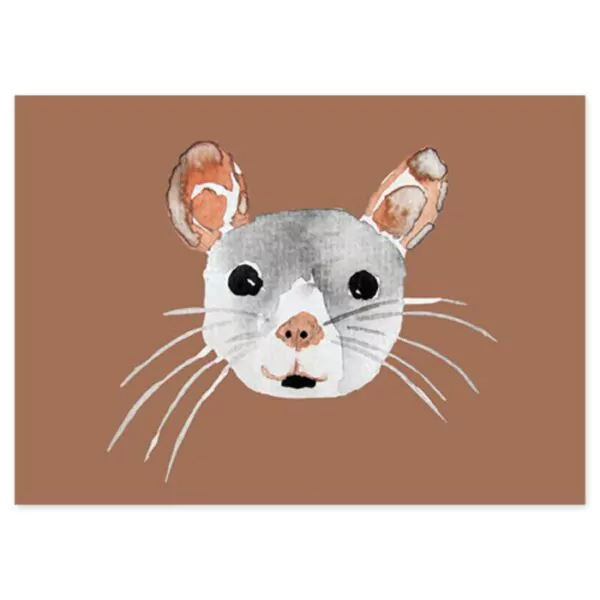 nuukk Postkarte aus Holzschliffpappe “Maus”, Aquarell