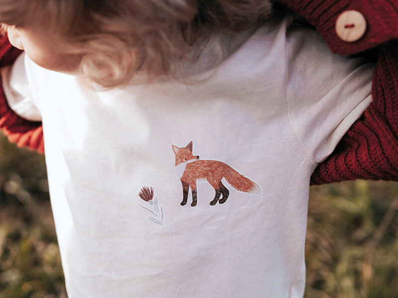 Bügelbild Fuchs von nuukk auf weißem T-Shirt, Bügelbilder mit Tiermotiven