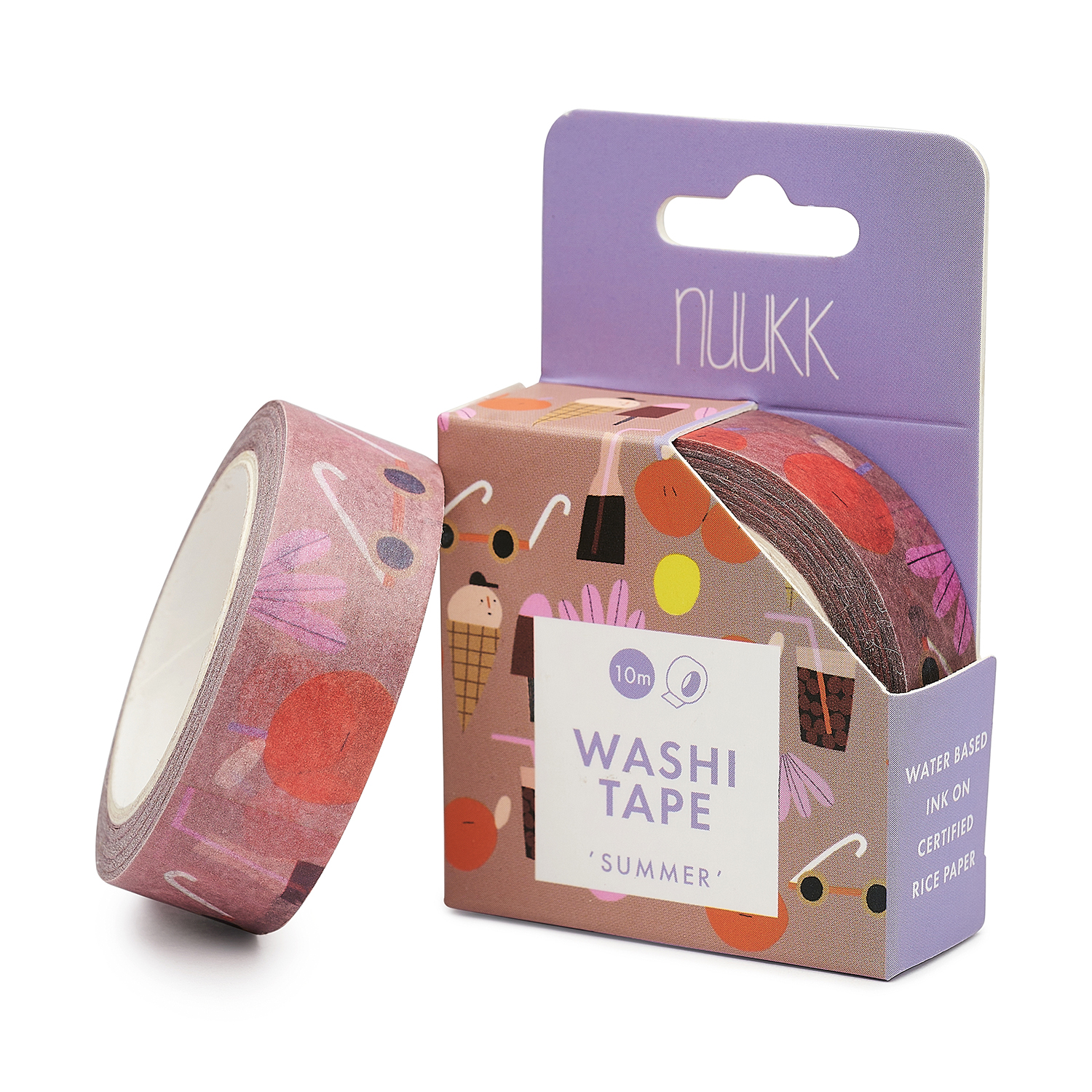Washi Tape / Klebeband von nuukk, Motive: Sommer, Sonnenbrille, Eistee, Eis, Kirschen