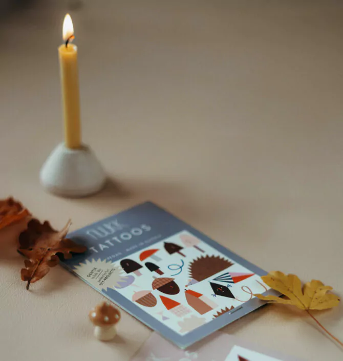 nuukk Bio Kindertattoos / Tattoos, vegan, Motive: Igel, Pilze, Herbst, Eichel, Drache, Herbstliche Geschenke, Herbst