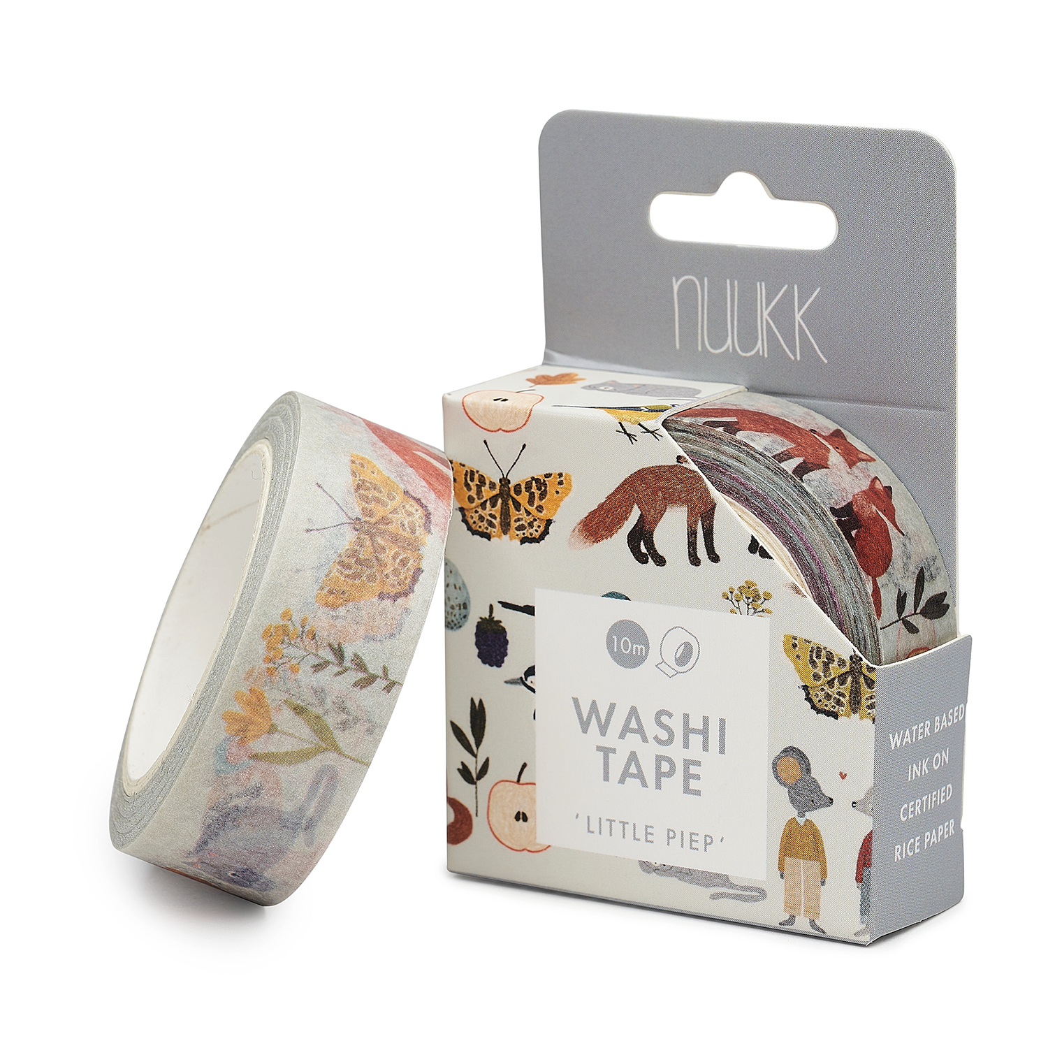 washi tape "little piep" von nuukk, motive: schmetterling, fuechse, maeuse, specht, masking tape