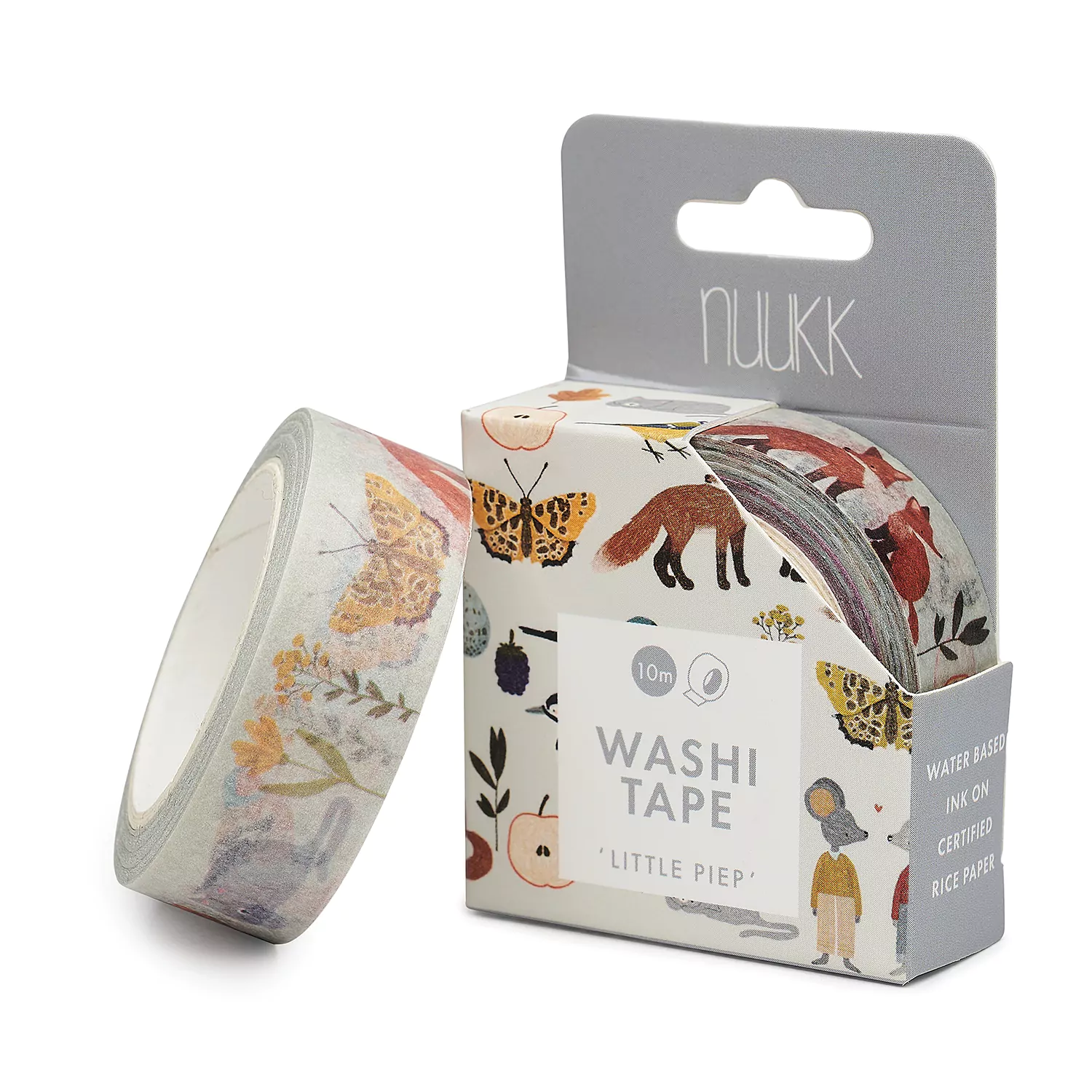 Washi Tape / Klebeband / Masking Tape von nuukk "Little Piep", Motive: Fuchs, Mäuse, Schmetterling, Apfel