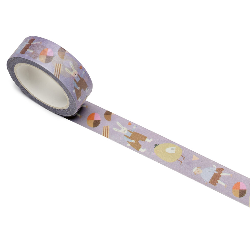 Washi Tape / Klebeband / Masking Tape von nuukk "Ostern", Motive: Lamm, Osterhase, Küken. Farbe: lila