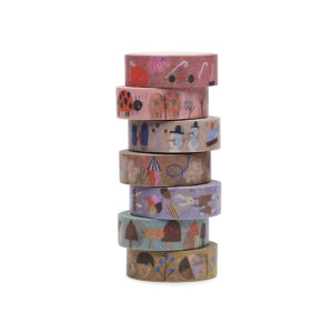 washi tape stapel, motive: kleines Lamm, Schneemann, Drachen, Pilze
