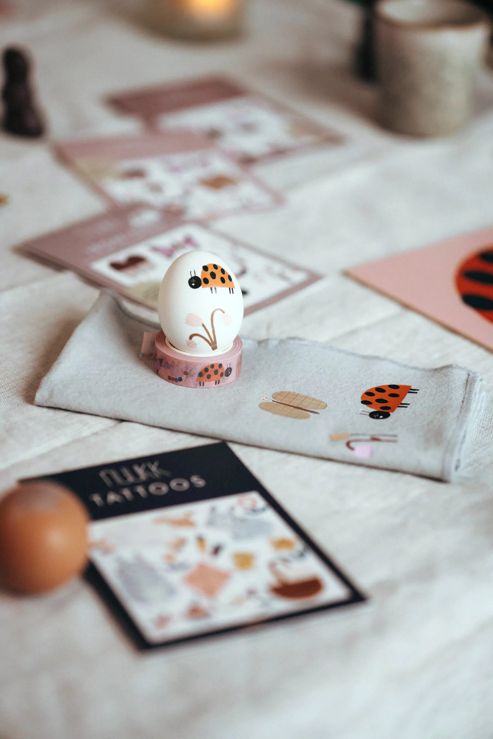 Washi Tape von nuukk, Motive: Ostern, Marienkäfer, Osterprodukte, Ostertisch