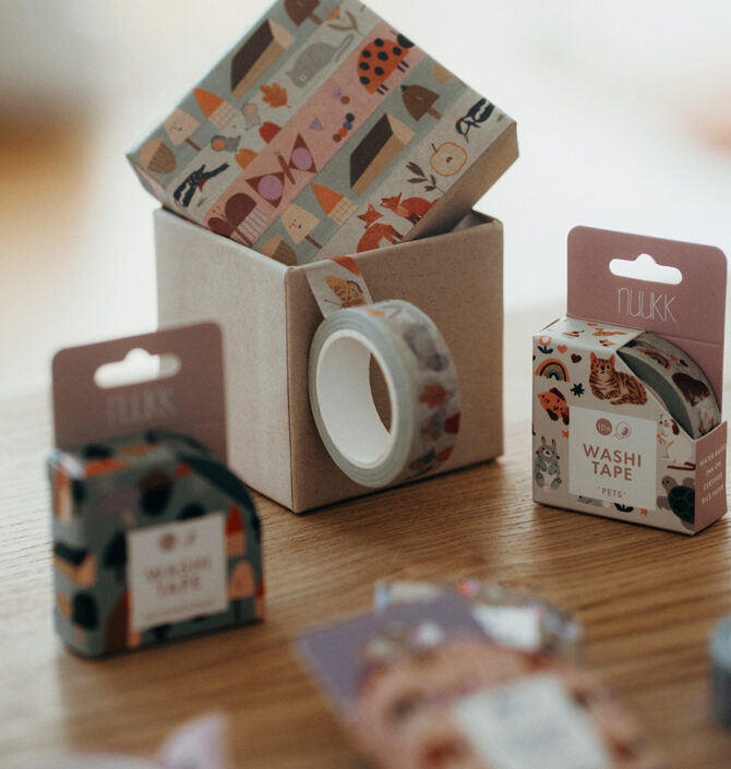Washi Tape und Maskingtape mit haustieren wie Katze, Goldfisch, Wellensittich