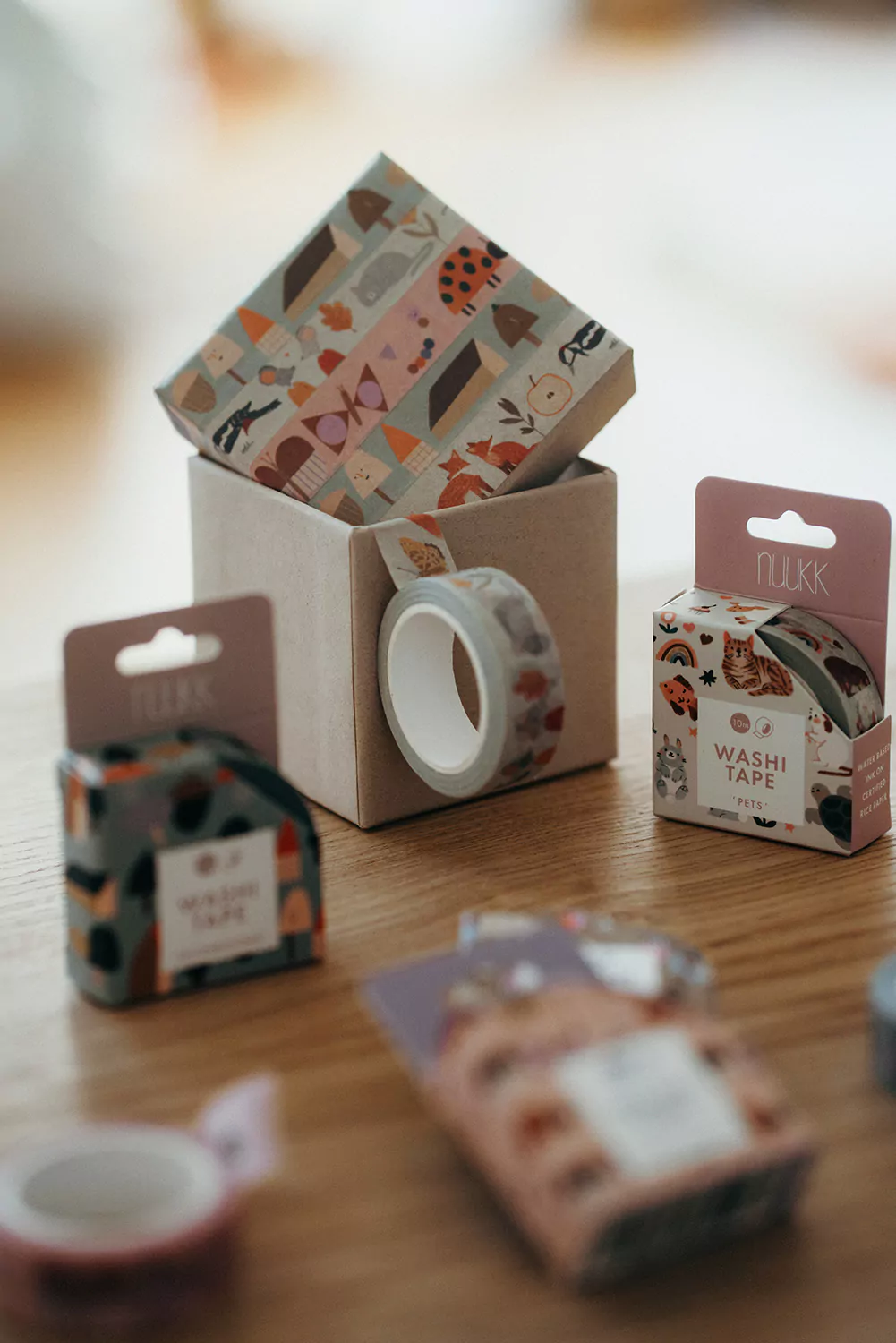 Washi Tape und Maskingtape mit haustieren wie Katze, Goldfisch, Wellensittich