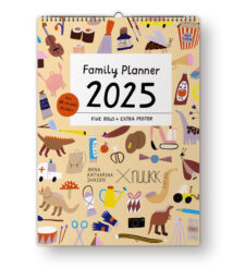 2025 Familienplaner, Familienkalender von nuukk mit Illustrationen von Anna Katharina Jansen. Bunte Kindermotive