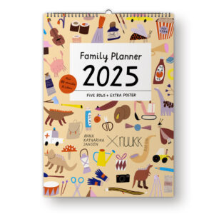 2025 Familienplaner, Familienkalender von nuukk mit Illustrationen von Anna Katharina Jansen. Bunte Kindermotive