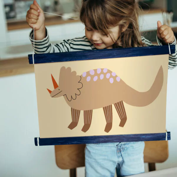 2025 Familienplaner, Familienkalender von nuukk mit Illustrationen von Anna Katharina Jansen. Bunte Kindermotive. Dino Poster