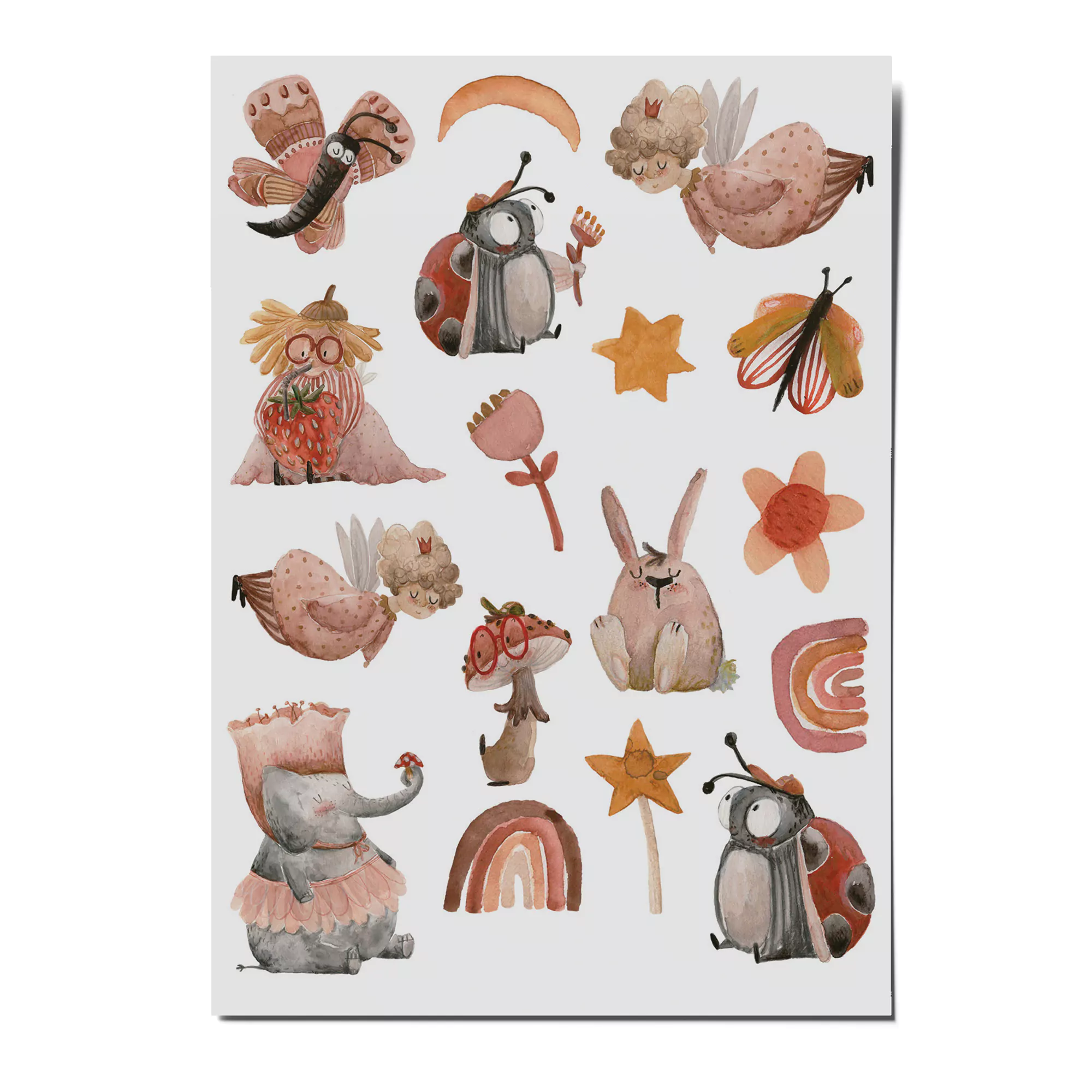 nuukk nachhaltige Kindertattoos “Zirkus”: mit niedlichen Illustrationen von Halfbird, wie Fee, Marienkäfer, Schmetterling und Elefant