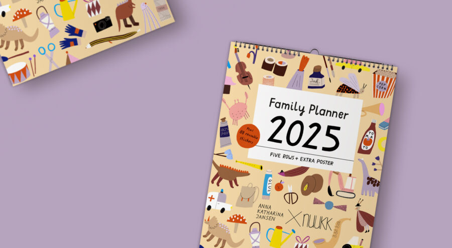 2025 Familienplaner, Familienkalender von nuukk mit Illustrationen von Anna Katharina Jansen. Bunte Kindermotive