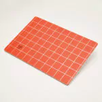 Schneidebrettchen mit Grid-Muster, orange weiß kariert, Frühstücksbrettchen, kaminrot, laminiertes Birkenfurnier