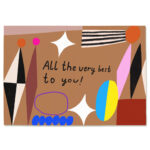 Postkarte „Very Best To You“ aus Holzschliffpappe mit Illustration von Anna Katharina Jansen. Karte für Freunde, Geburtstagskarte