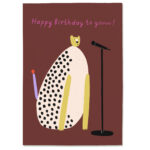 Postkarte „Geburtstag Leopard“ aus Holzschliffpappe mit Illustration von Anna Katharina Jansen. Geburtstagskarte