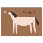 Postkarte „For You“ mit Pferd aus Holzschliffpappe mit Illustration von Anna Katharina Jansen