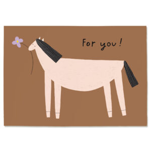 Postkarte „For You“ mit Pferd aus Holzschliffpappe mit Illustration von Anna Katharina Jansen