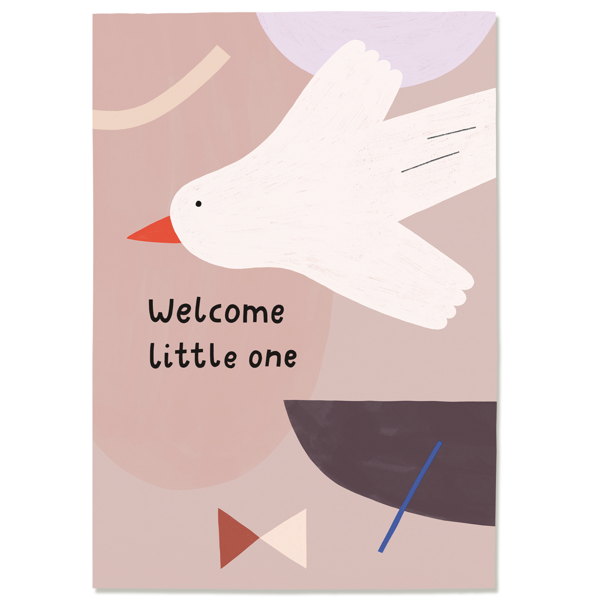 Postkarte „Baby Welcome“ aus Holzschliffpappe mit Illustration von Anna Katharina Jansen. Karte zur Geburt, Baby-Karte, Glückwünsche zur Geburt