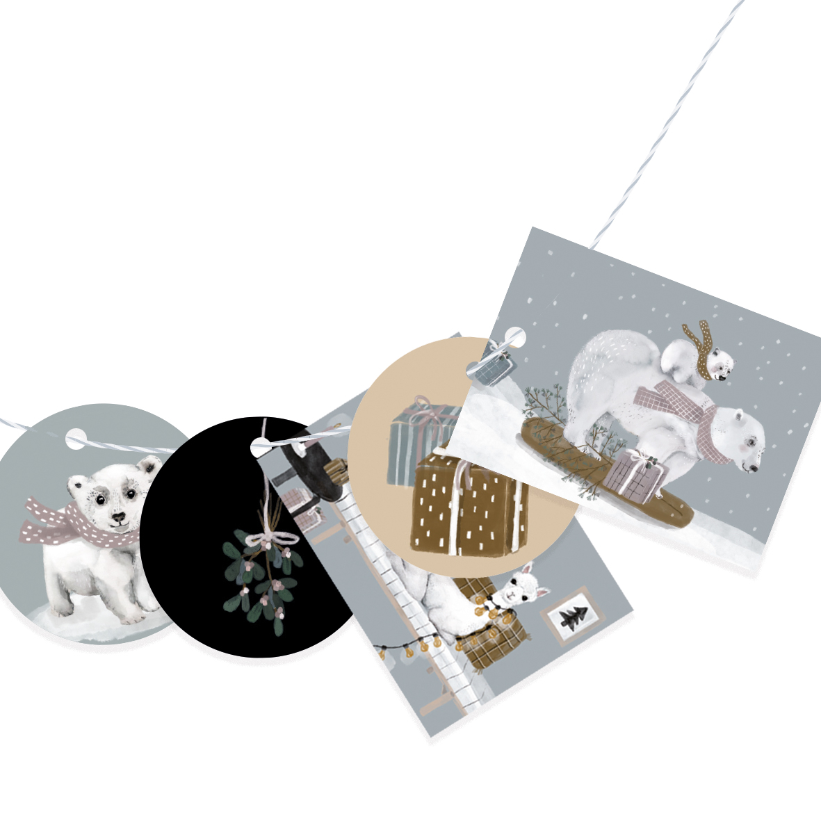 Geschenkanhänger aus Papier mit Eisbär-Motiv