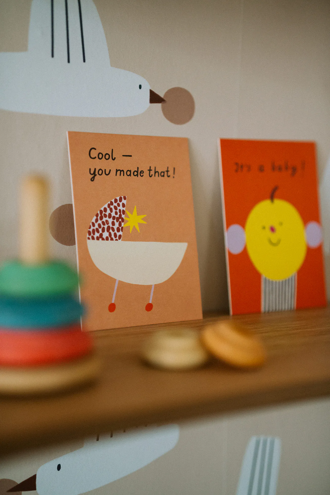 Postkarten von Anna Katharina Jansen auf dicke Holzschliffpappe gedruckt. Baby, Geburtskarte, Geburt