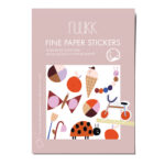 Feine Papieraufkleber Stickerbogen, Aufkleberset "Sommer": Eis, Marienkäfer, Raupe, Schmetterling, Blumen