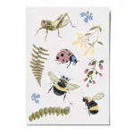 Feine Papieraufkleber Stickerbogen, Aufkleberset "Bienen": Insekten, Blumen, Marienkäfer