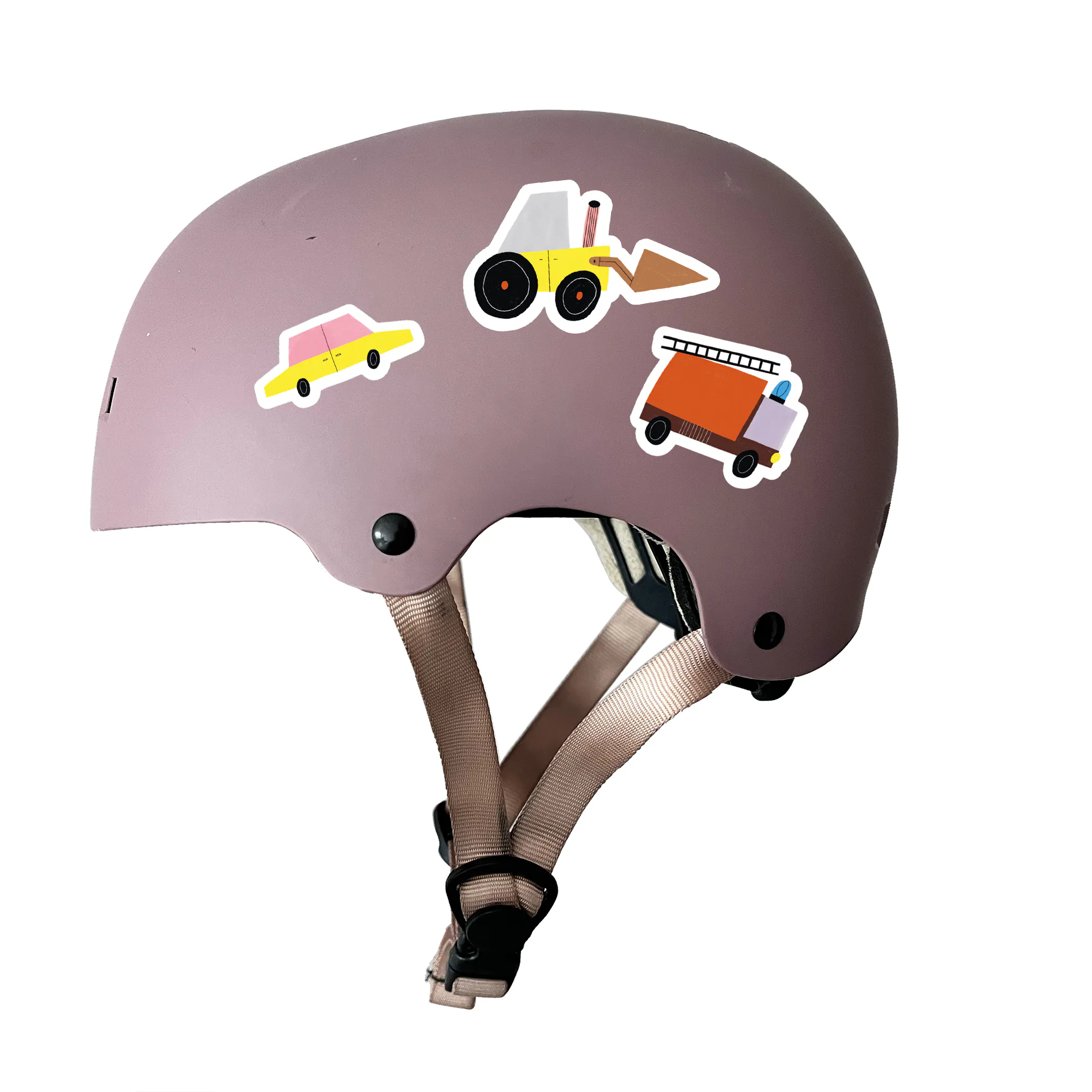 Reflektierende Sticker Autos” Reflektierende Aufkleber auf Fahrradhelm. Motive: Rennwagen, Feuerwehrauto, Krankenwagen, Bagger