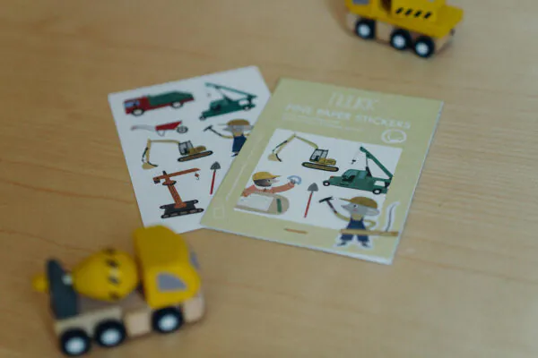 Stickerbogen, Aufkleber für Kinder "Baustelle" Bagger, Kran, Schaufel, Schubkarre, Maulwurf