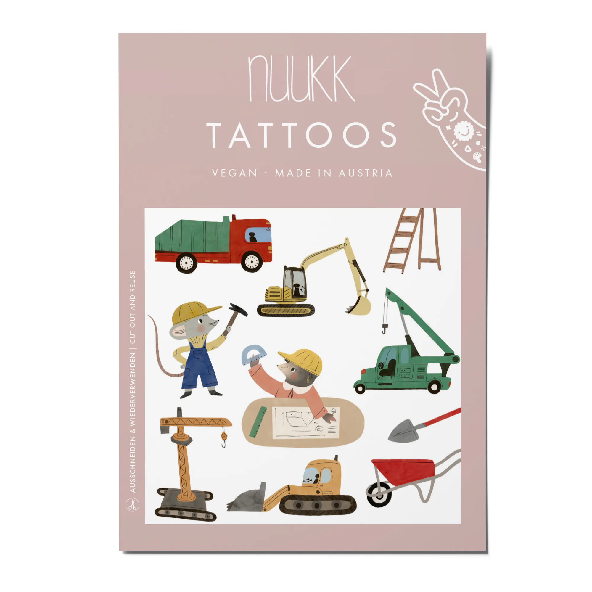 Tattoos Baustelle, Kindertattoos, LKW, Lastwagen, Kran, Bagger, Melinda Berti