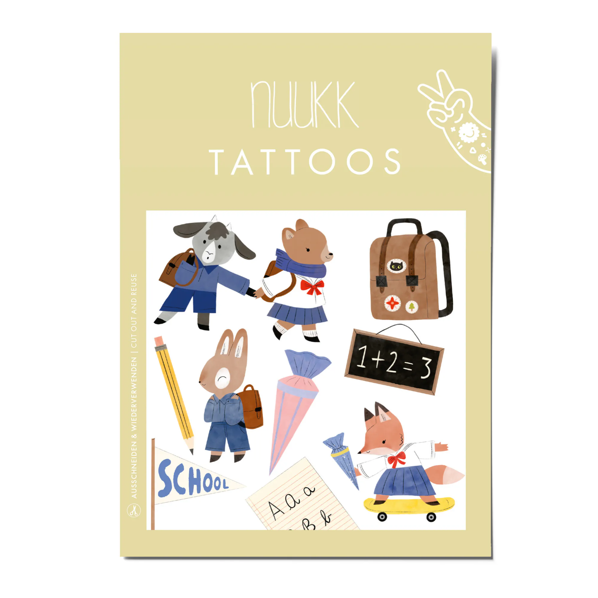 Tattoos Schulkind, Kindertattoos, Schulanfang, Hase, Fuchs, ABC, Fuchs, Schultüte, Einschulung