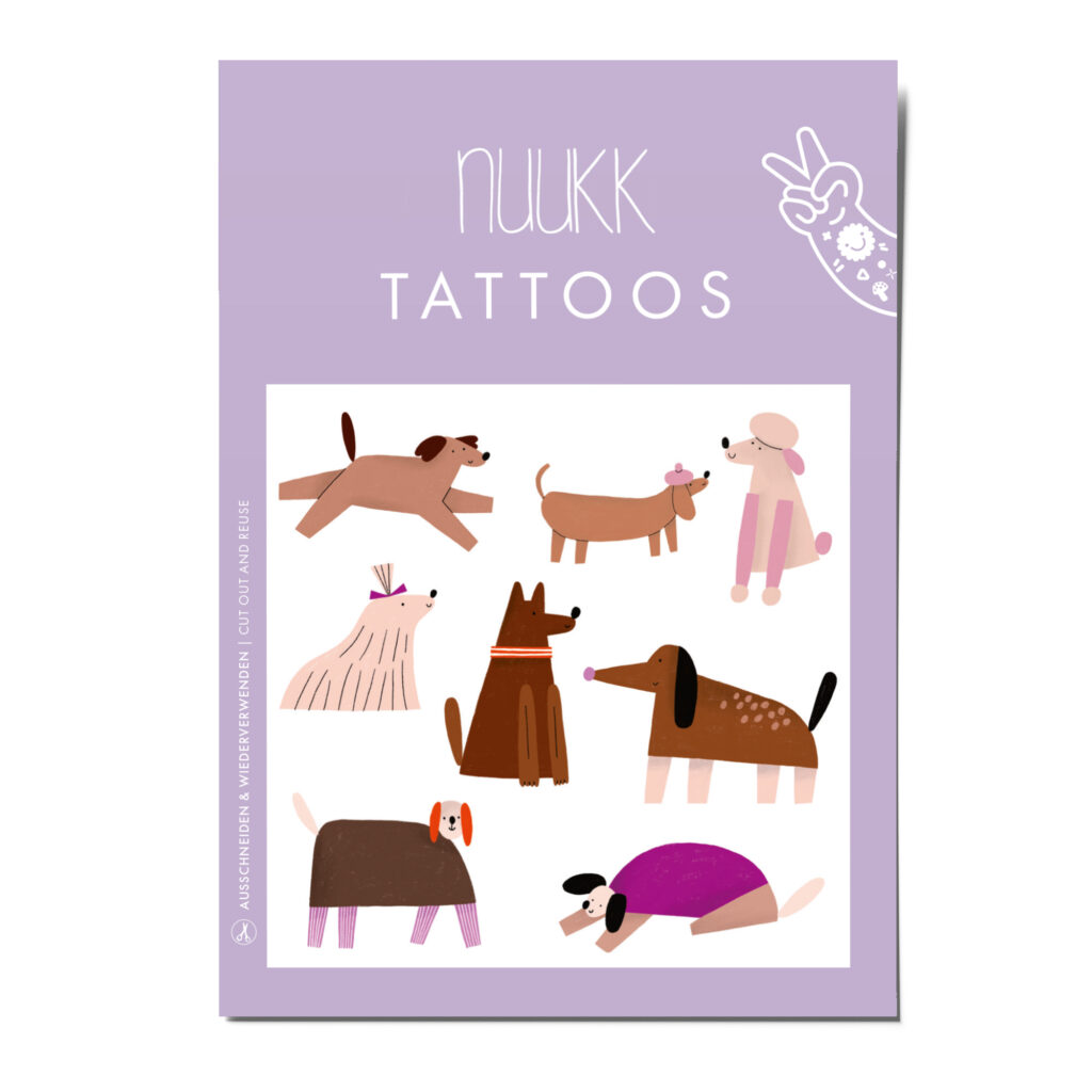Kindertattoos Hunde Crew, Tattoos Hunde Crew, ohne Talc, one BHA, ohne PTFE, Pudel, Mops, Dackel, Corgie, Schäferhund, Hunde Kindertattoos