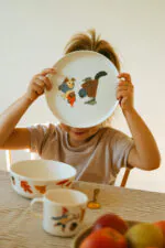 Kids plate made of rPET, recycled plastic, LFGB, EU standards, bear, badger
