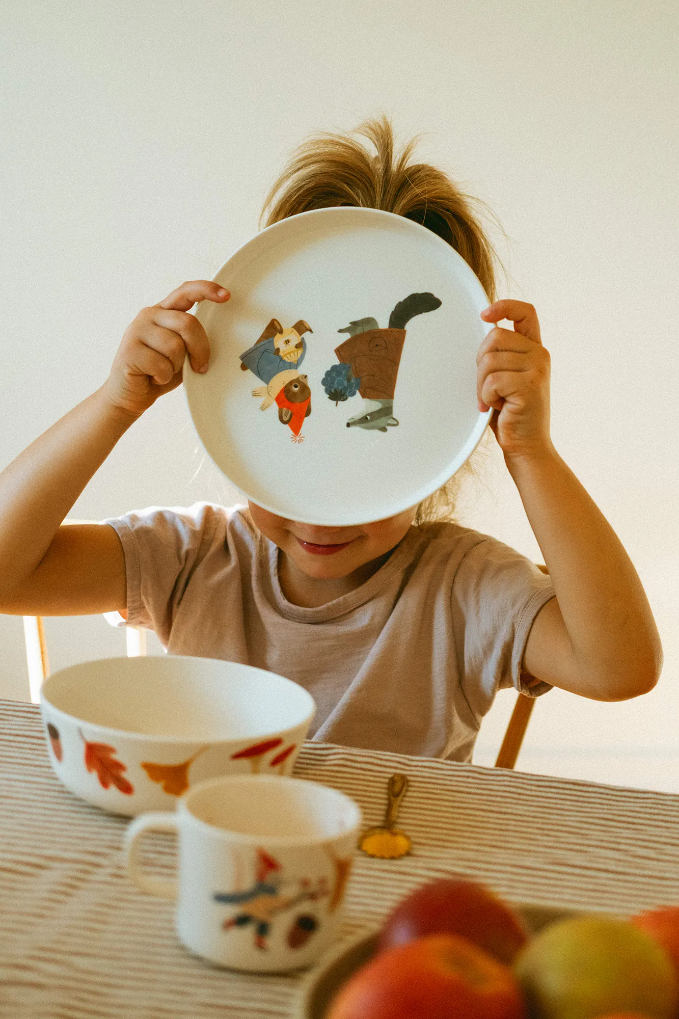 Kids plate made of rPET, recycled plastic, LFGB, EU standards, bear, badger