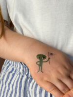 Kindertattoos Space mit Alien, rakete, Planete, Raumschiff, Sterne, Mond, Teleskop