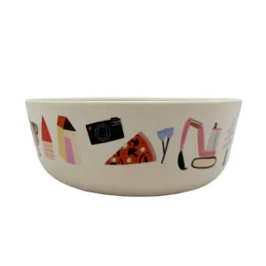 Kinderschüssel Happy, Kran, Haus, Baum, rPET lebensittelsicher, LFGB, EU-Standards