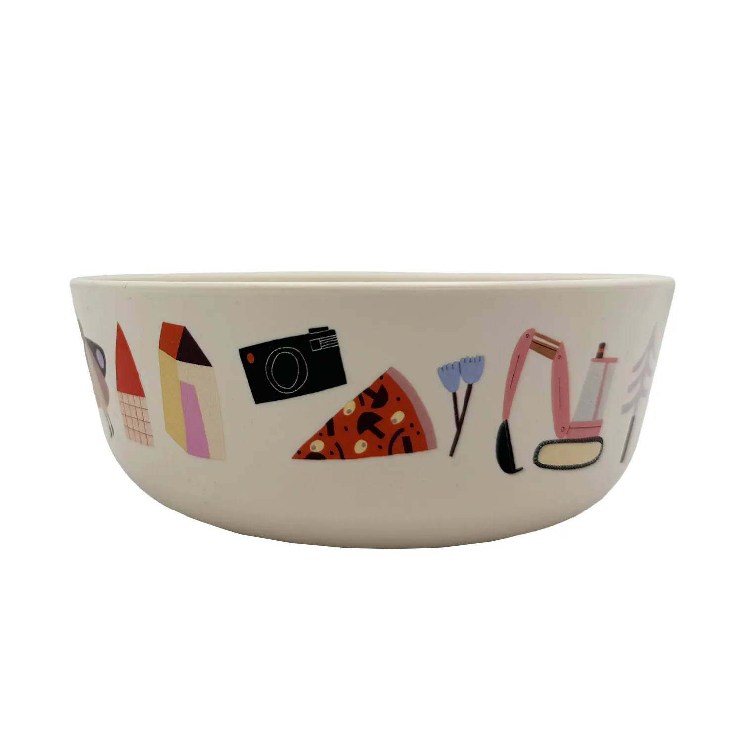 Kinderschüssel Happy, Kran, Haus, Baum, rPET lebensittelsicher, LFGB, EU-Standards