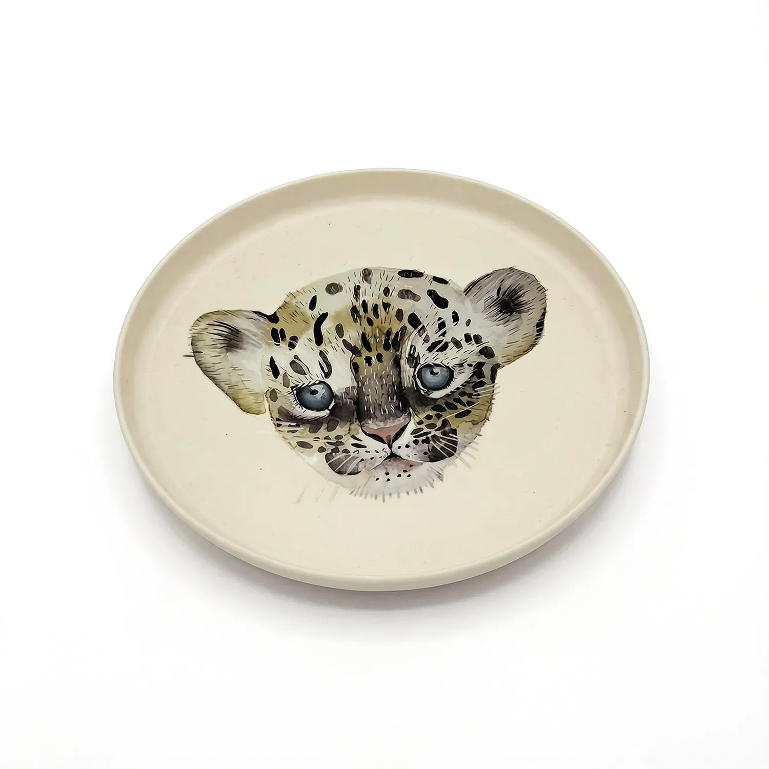 Kinderteller Leopard, Löwe, Tierzeichnung, rPET, lebensittelsicher, LFGB, EU-Standards