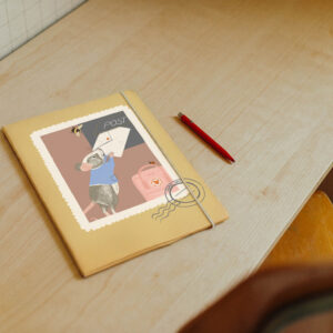 süße gelbe Postmappe "Maus", Din A4, für die Grundschule