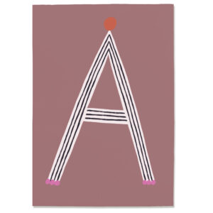 Postkarte A, Postkarte Buchstabe A, illustrierte Postkarte mit Buchstabe A, ABC Postkarten, Postkartenset ABC, Buchstabenpostkarten von Anna Katharina Jansen