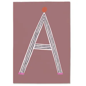 Postkarte A, Postkarte Buchstabe A, illustrierte Postkarte mit Buchstabe A, ABC Postkarten, Postkartenset ABC, Buchstabenpostkarten von Anna Katharina Jansen