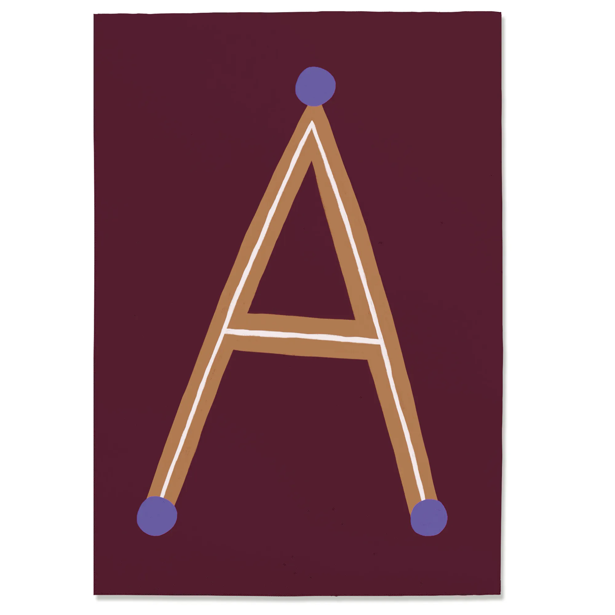 Postkarte A#2, Postkarte Buchstabe A, illustrierte Postkarte mit Buchstabe A, ABC Postkarten, Postkartenset ABC, Buchstabenpostkarten von Anna Katharina Jansen