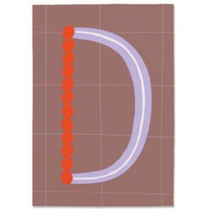 Postkarte D, Postkarte Buchstabe D, illustrierte Postkarte mit Buchstabe D, ABC Postkarten, Postkartenset ABC, Buchstabenpostkarten von Anna Katharina Jansen