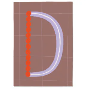 Postkarte D, Postkarte Buchstabe D, illustrierte Postkarte mit Buchstabe D, ABC Postkarten, Postkartenset ABC, Buchstabenpostkarten von Anna Katharina Jansen