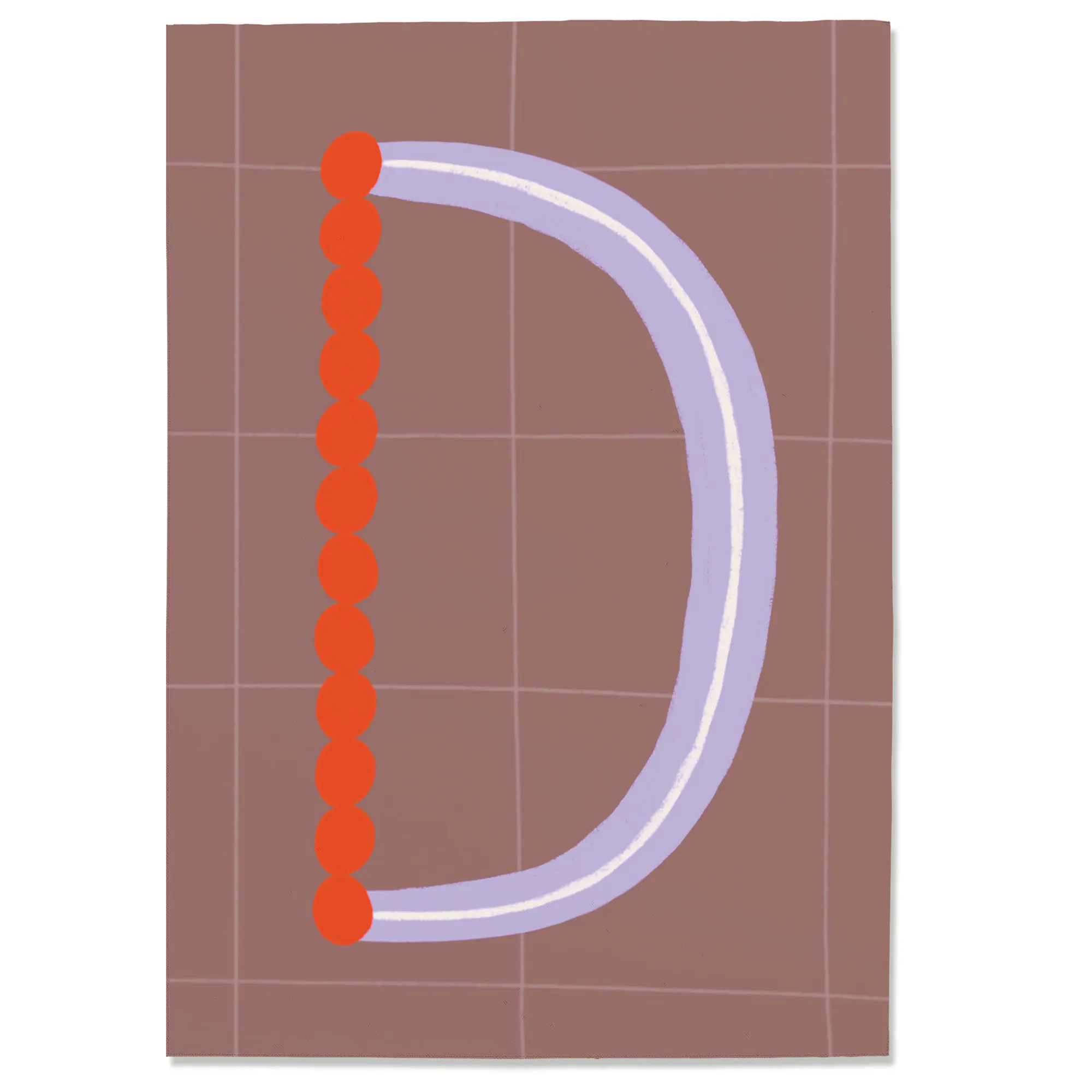 Postkarte D, Postkarte Buchstabe D, illustrierte Postkarte mit Buchstabe D, ABC Postkarten, Postkartenset ABC, Buchstabenpostkarten von Anna Katharina Jansen