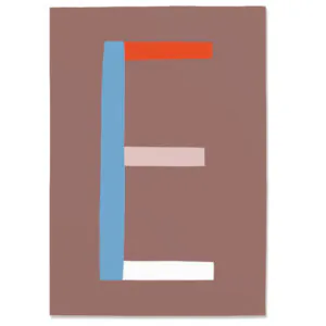 Postkarte E, Postkarte Buchstabe E, illustrierte Postkarte mit Buchstabe E, ABC Postkarten, Postkartenset ABC, Buchstabenpostkarten von Anna Katharina Jansen
